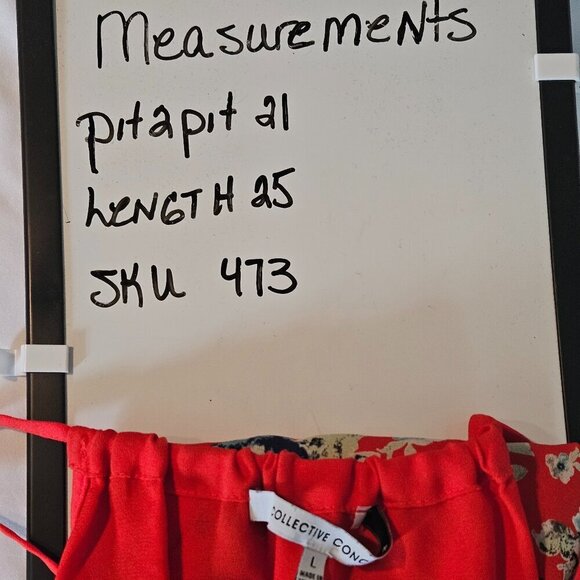 Collective Concepts Red Yellow & Blue Floral Krissa Keyhole Halter Blouse Large - Picture 9 of 9